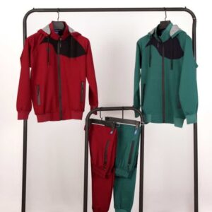 کاپشن شلوار ورزشی بچگانه گلکسی پنبه کلاه دار طرح اسپورت